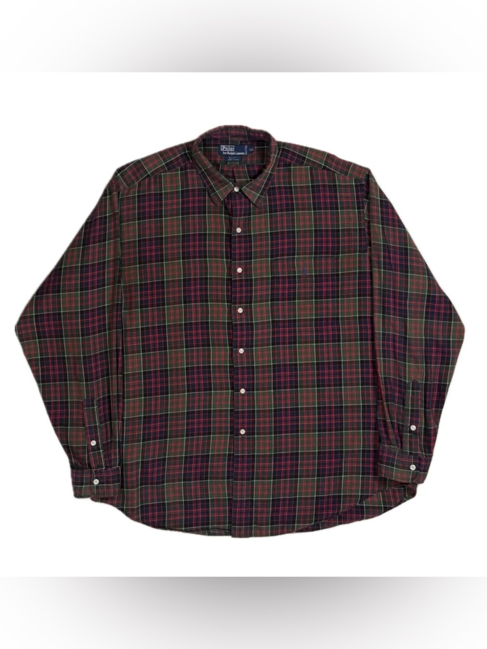 Vtg Polo Ralph Lauren Elliot Cotton Red Green Plaid Button Up Shirt Men XXL